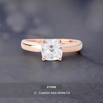 Solitaire Cushion Diamond Ring Rose Gold Engagement Rings