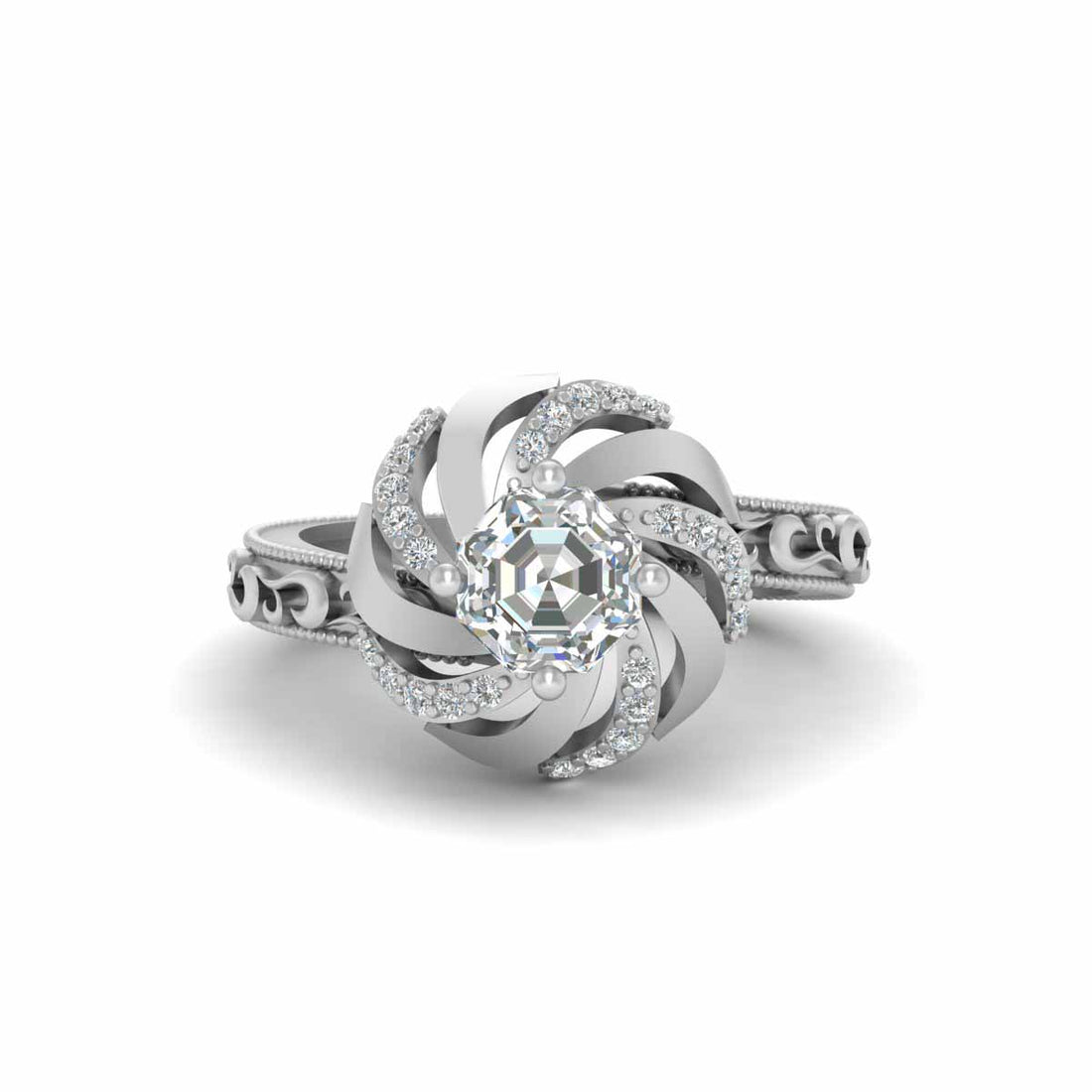 Octagon Diamond Engagement Ring