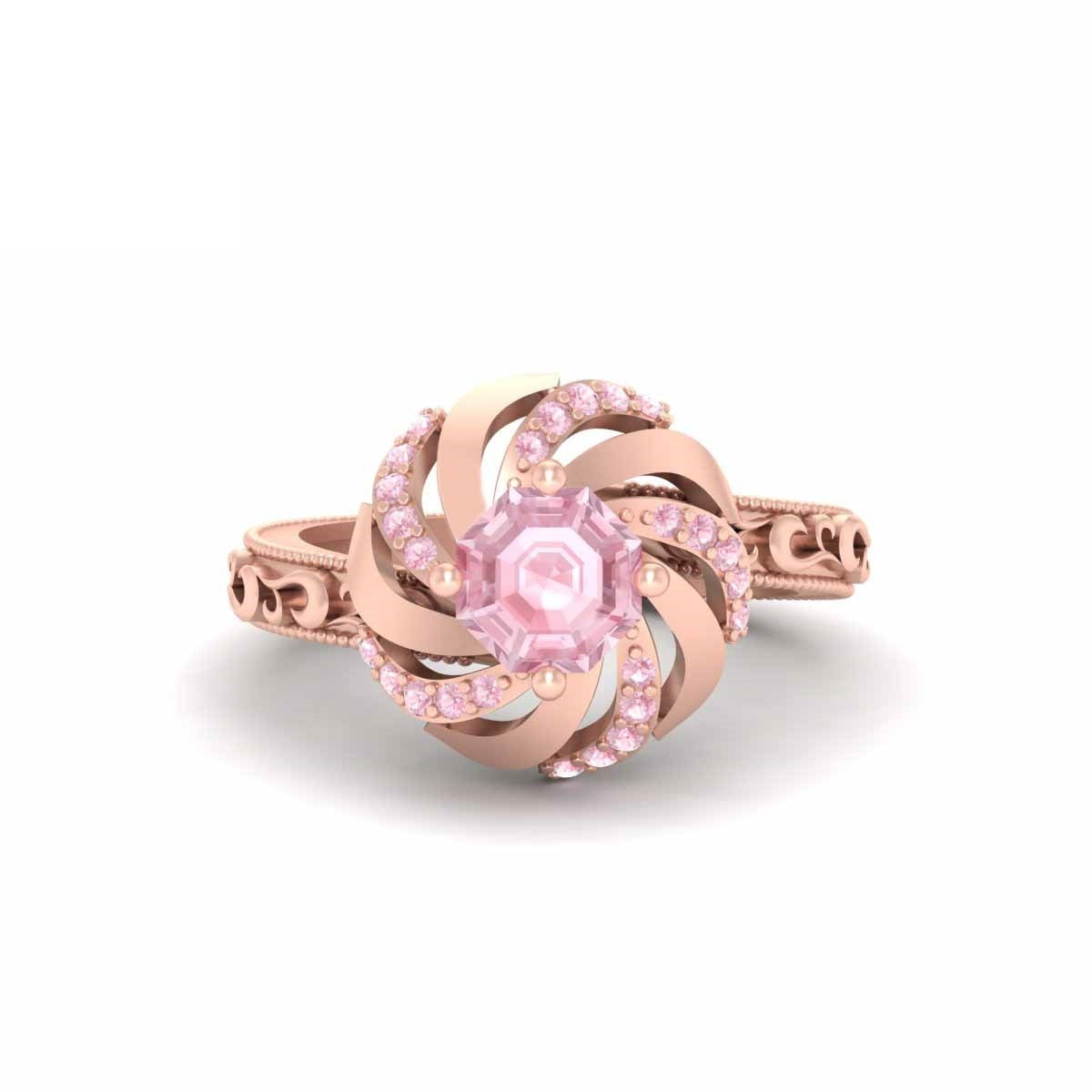 Rose Quartz Engagement Ring