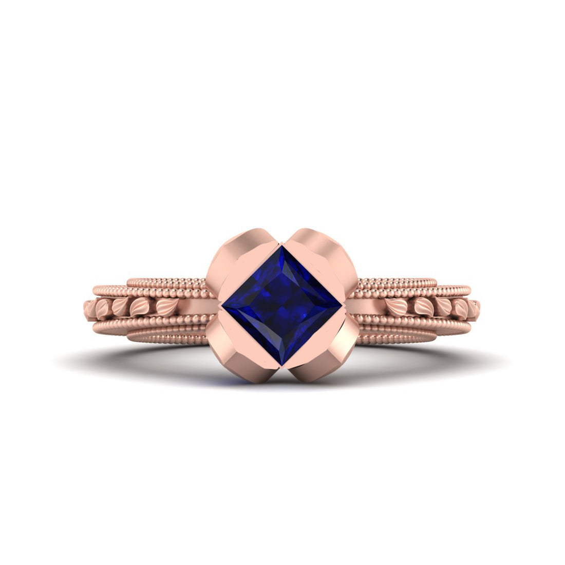 MILGRAIN EDGE SAPPHIRE ENGAGEMENT RING
