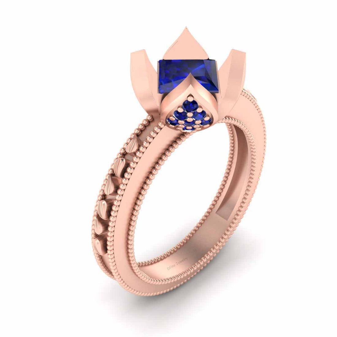 MILGRAIN EDGE SAPPHIRE ENGAGEMENT RING