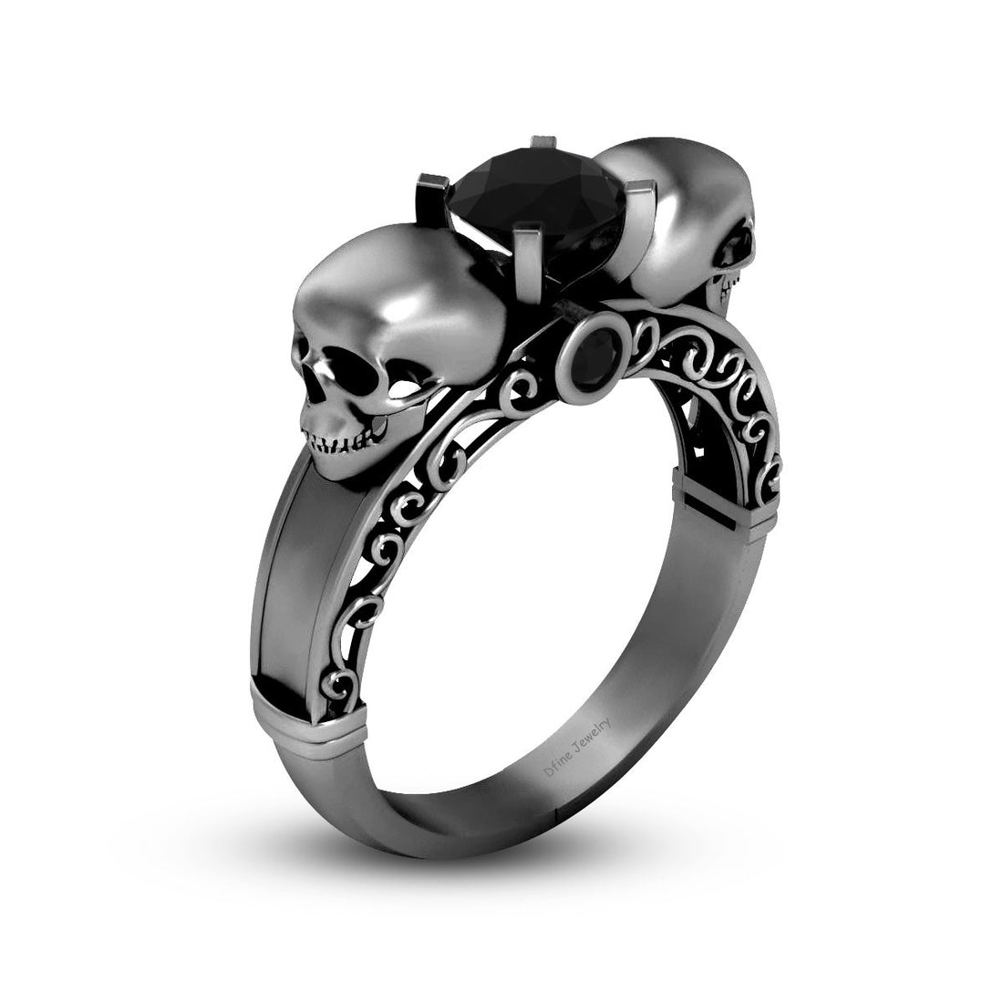 Onyx Skull Engagement Ring