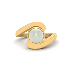 Off White Pearl Wedding Ring Solitaire Freshwater Pearl Ring Solid Gold