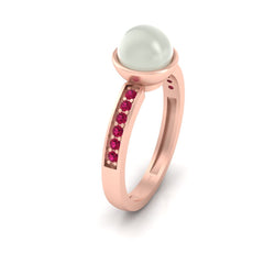 Rose Gold Pearl Engagement Ring Cultured Freshwater Pearl Ring