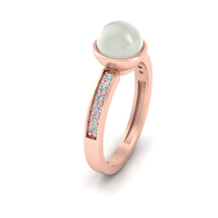 Diamond Accents Pearl Ring Cultured Pearl Engagement Ring Womens