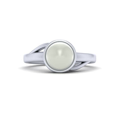 Solitaire Pearl Engagement Ring Off White Freshwater Pearl Ring Silver