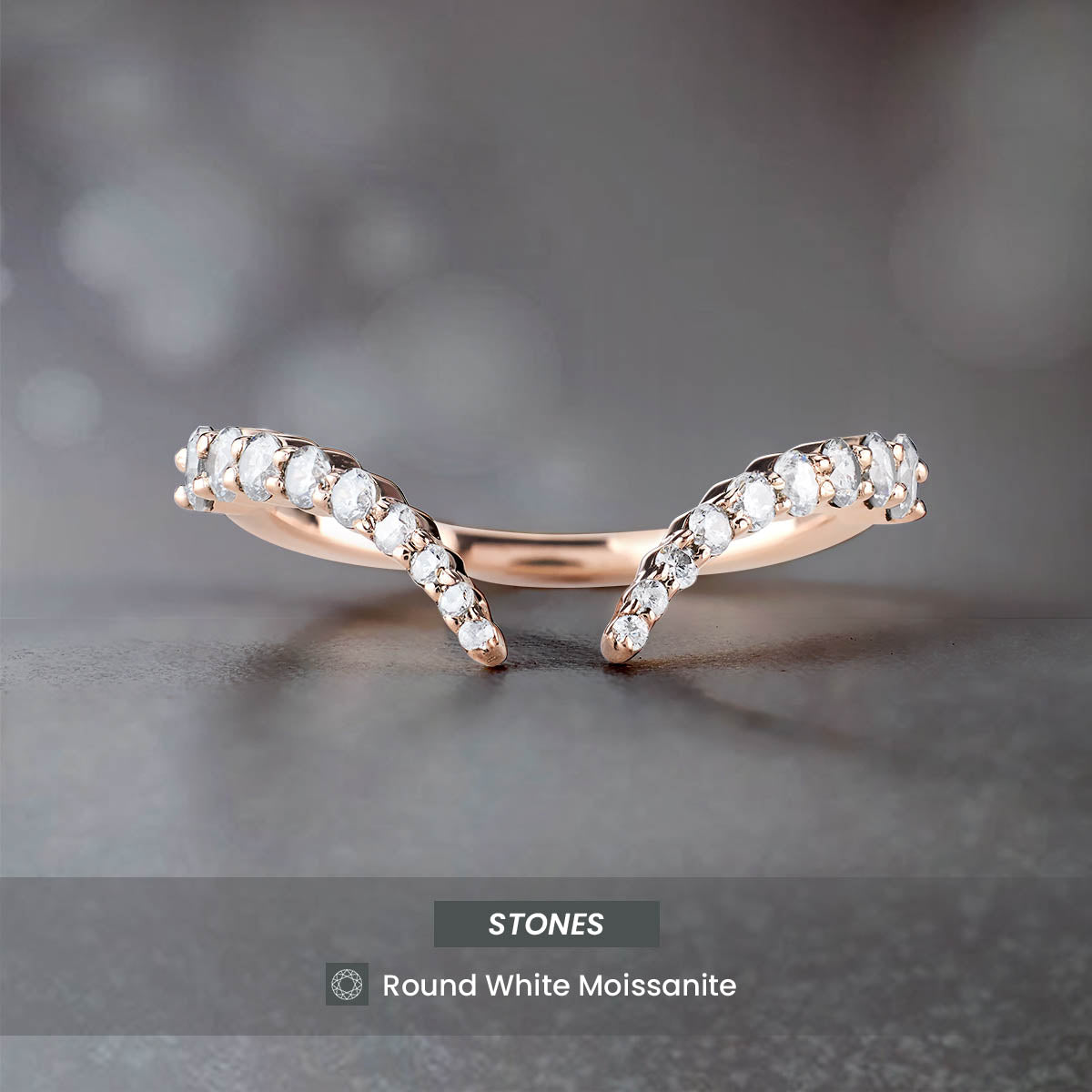 Open Ring Enhancer Stacking Ring Guard Round CZ Wedding Band Rose Gold Silver
