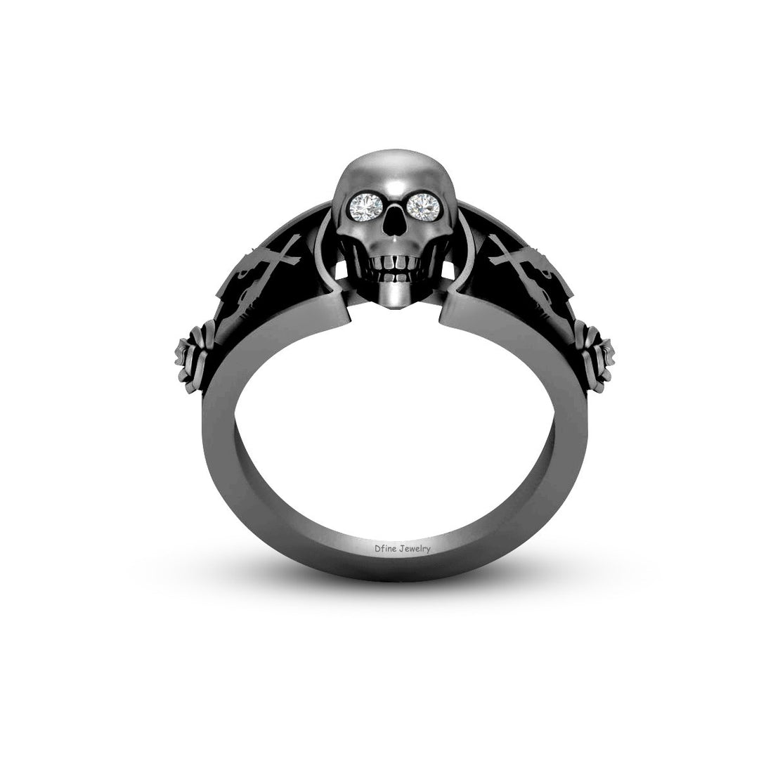 Guns and Roses Skull Wedding Ring