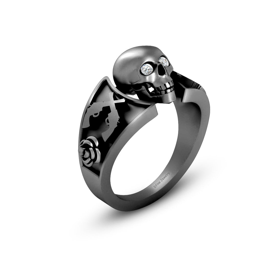 Guns and Roses Skull Wedding Ring