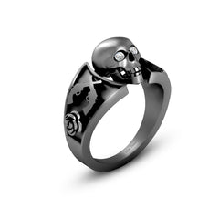 Guns and Roses Skull Wedding Ring Gothic Rings For Women