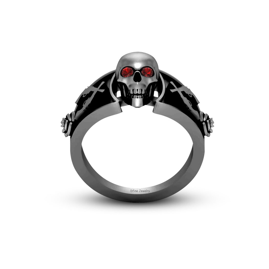 Roses and Skull Wedding Ring