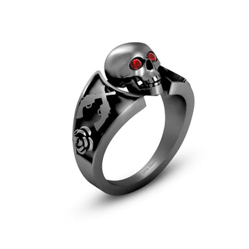 Roses and Skull Wedding Ring