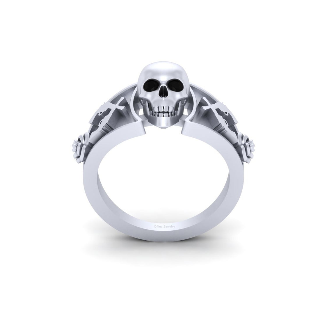 Guns and Roses Skull Engagement Ring