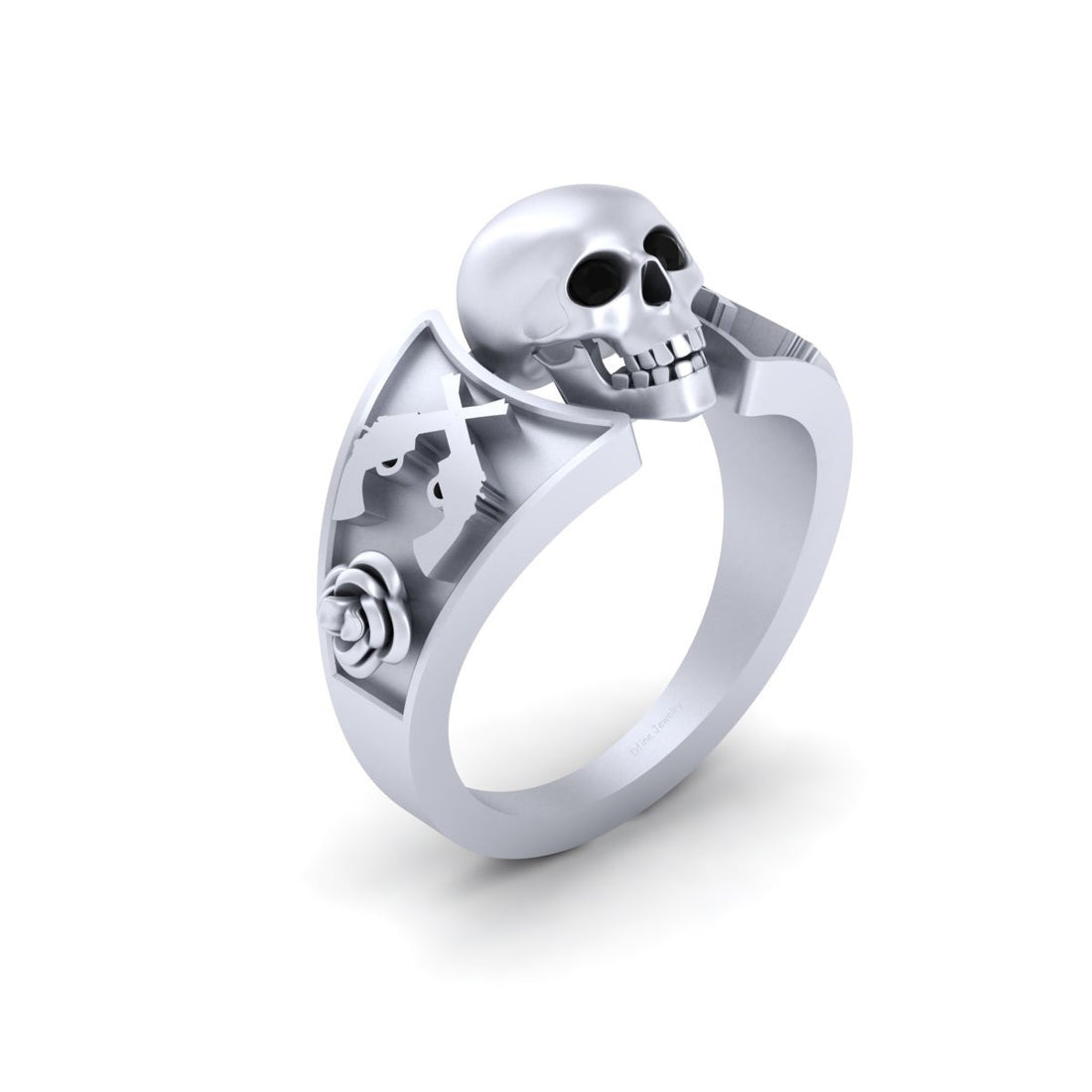 Guns and Roses Skull Engagement Ring