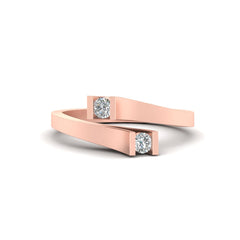 Bypass Diamond Engagement Ring Two Stone Diamond Ring For Women