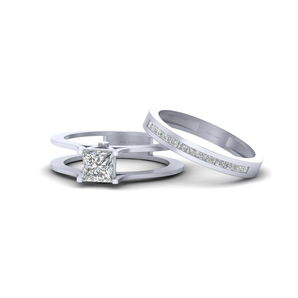 PRINCESS DIAMOND ENGAGEMENT RING SET