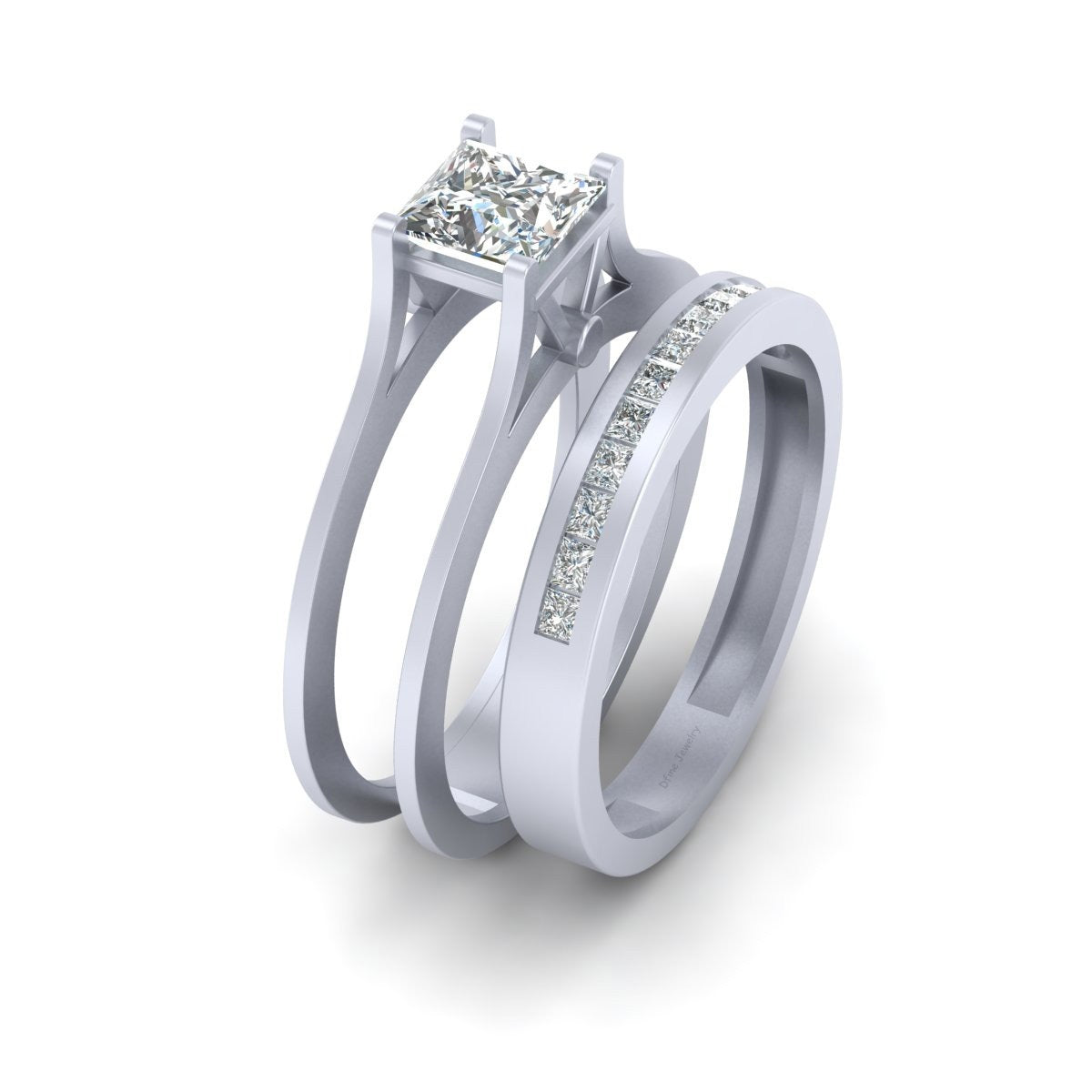 PRINCESS DIAMOND ENGAGEMENT RING SET