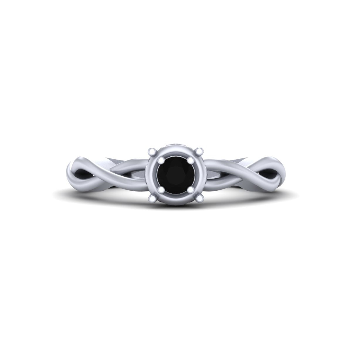 SOLITAIRE BLACK DIAMOND INTERTWINED RING