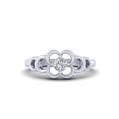 Solitaire Diamond Promise Ring Hollow Flower Wedding Ring Womens