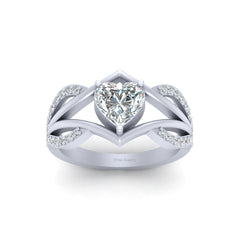 Heart Shape Diamond Ring Sterling Silver Heart Promise Ring For Her