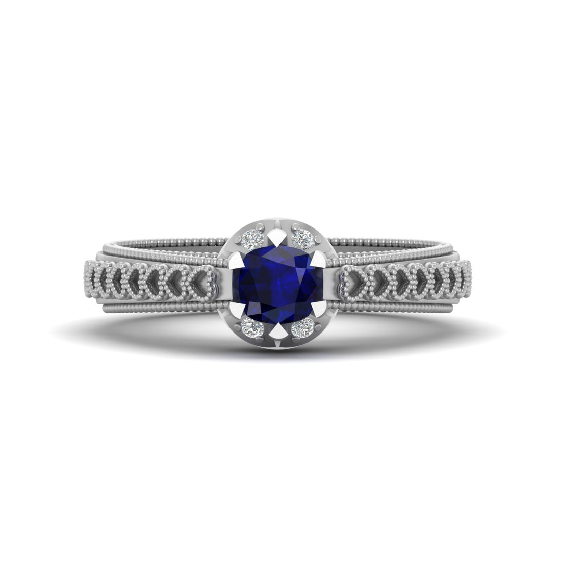 MILGRAIN HEART RING SILVER