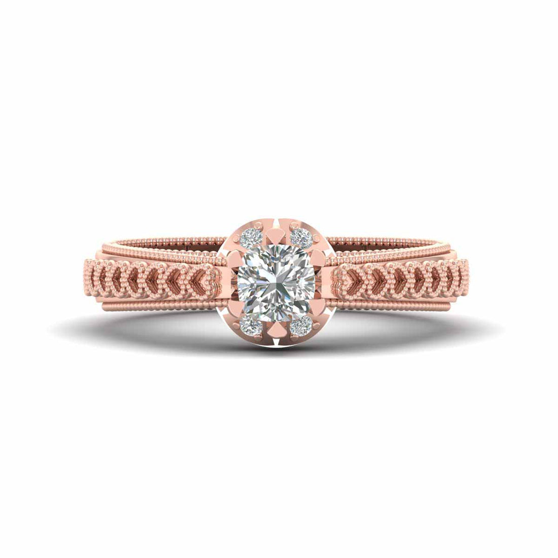 DIAMOND MILGRAIN HEART RING