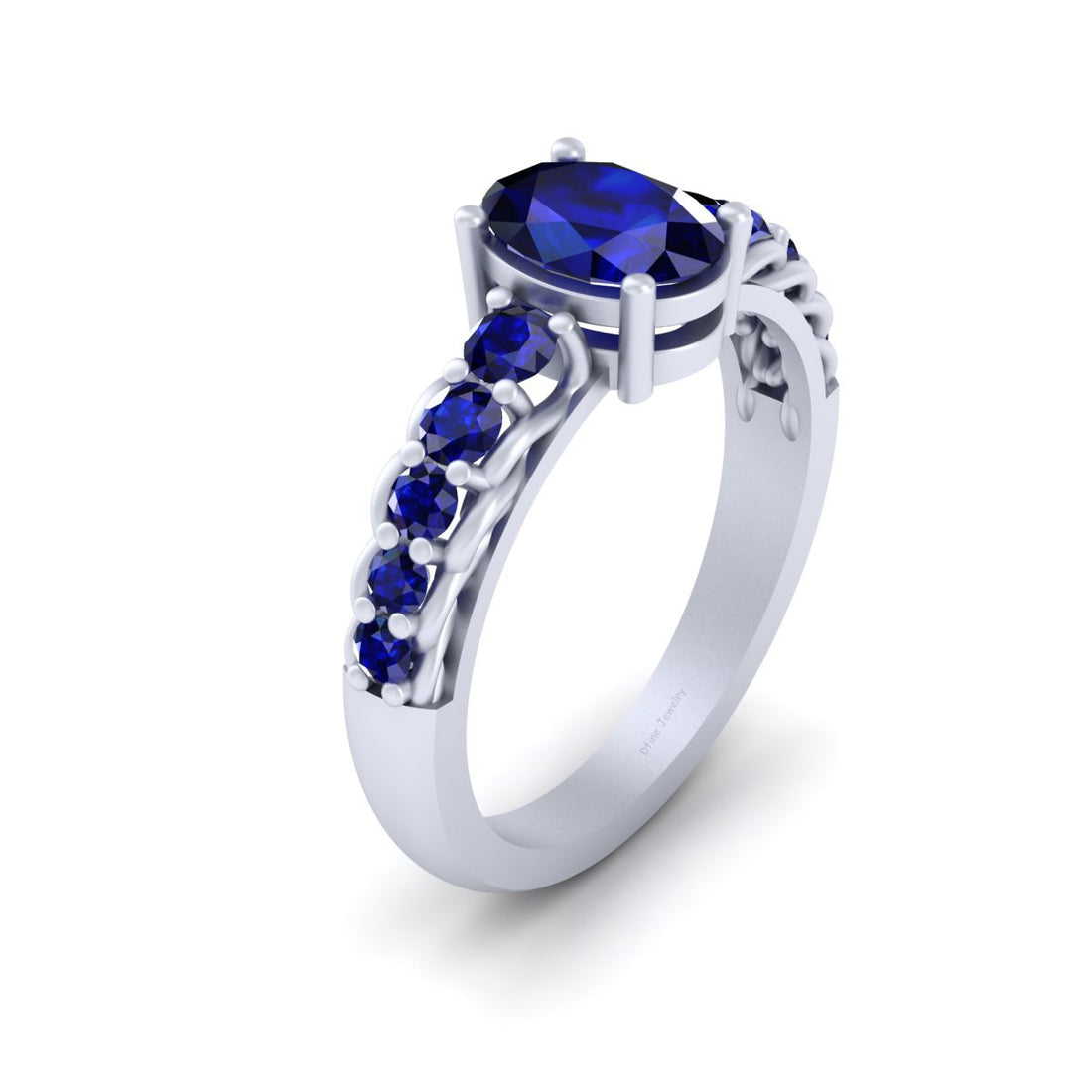 BLUE SAPPHIRE TRELLIS ENGAGEMENT RING