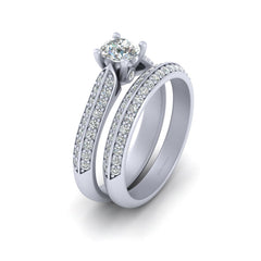 Sterling Silver Wedding Ring Set Diamond Promise Rings For Her