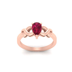 Lab Created Pear Shaped Pink Ruby Solitaire Engagement Ring Womens