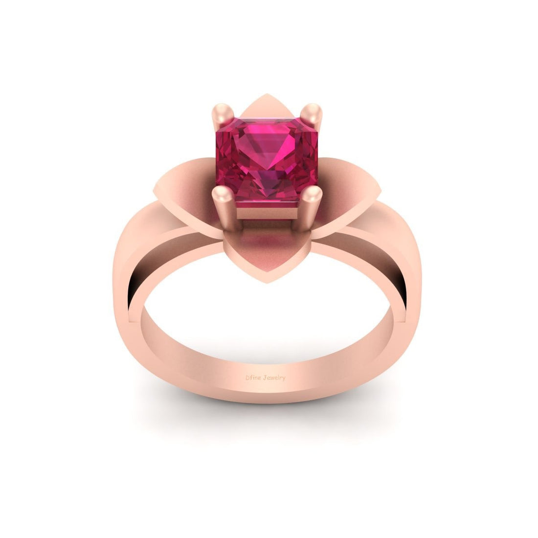 ASSCHER CUT PINK RUBY ENGAGEMENT RING