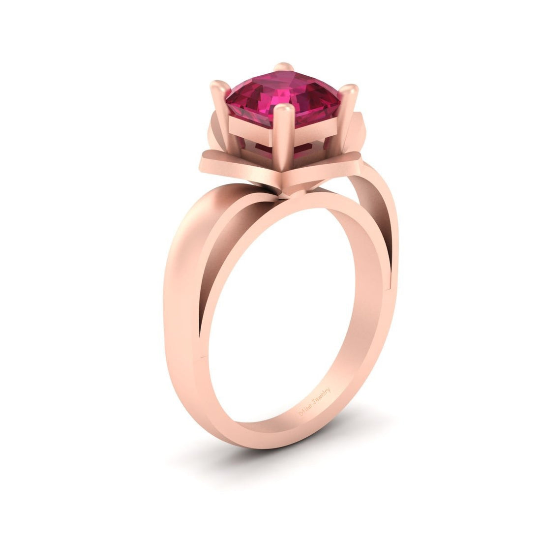 ASSCHER CUT PINK RUBY ENGAGEMENT RING