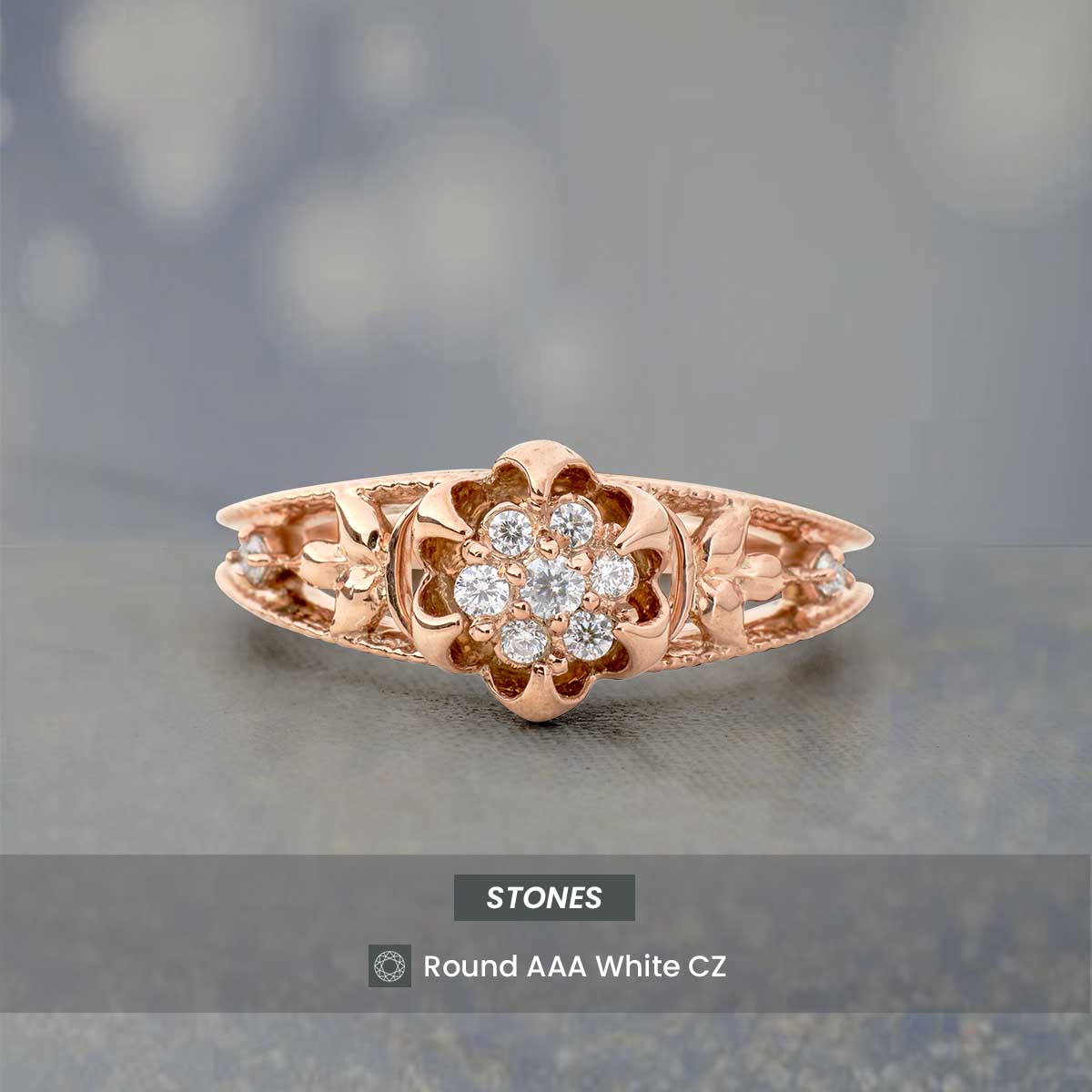 Cluster Moissanite Diamond Blossom Flower Engagement Ring Floral Art Deco Vintage Rose Gold