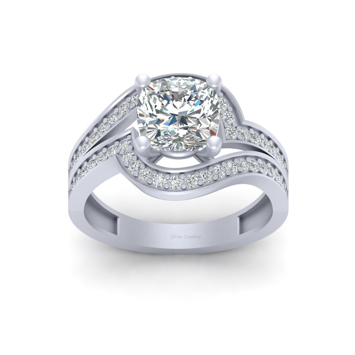 CUSHION CUT DIAMOND WEDDING RING