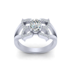Diamond Butterfly Ring For Her White Gold Wedding Ring Womens