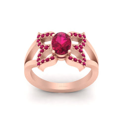 Rose Gold Butterfly Engagement Ring Ruby Pink Promise Ring For Her