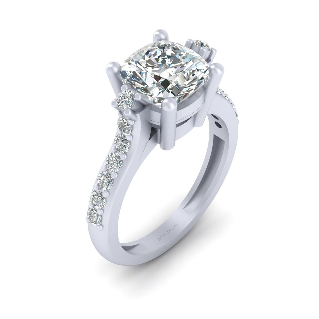 CUSHION CUT DIAMOND WEDDING RING