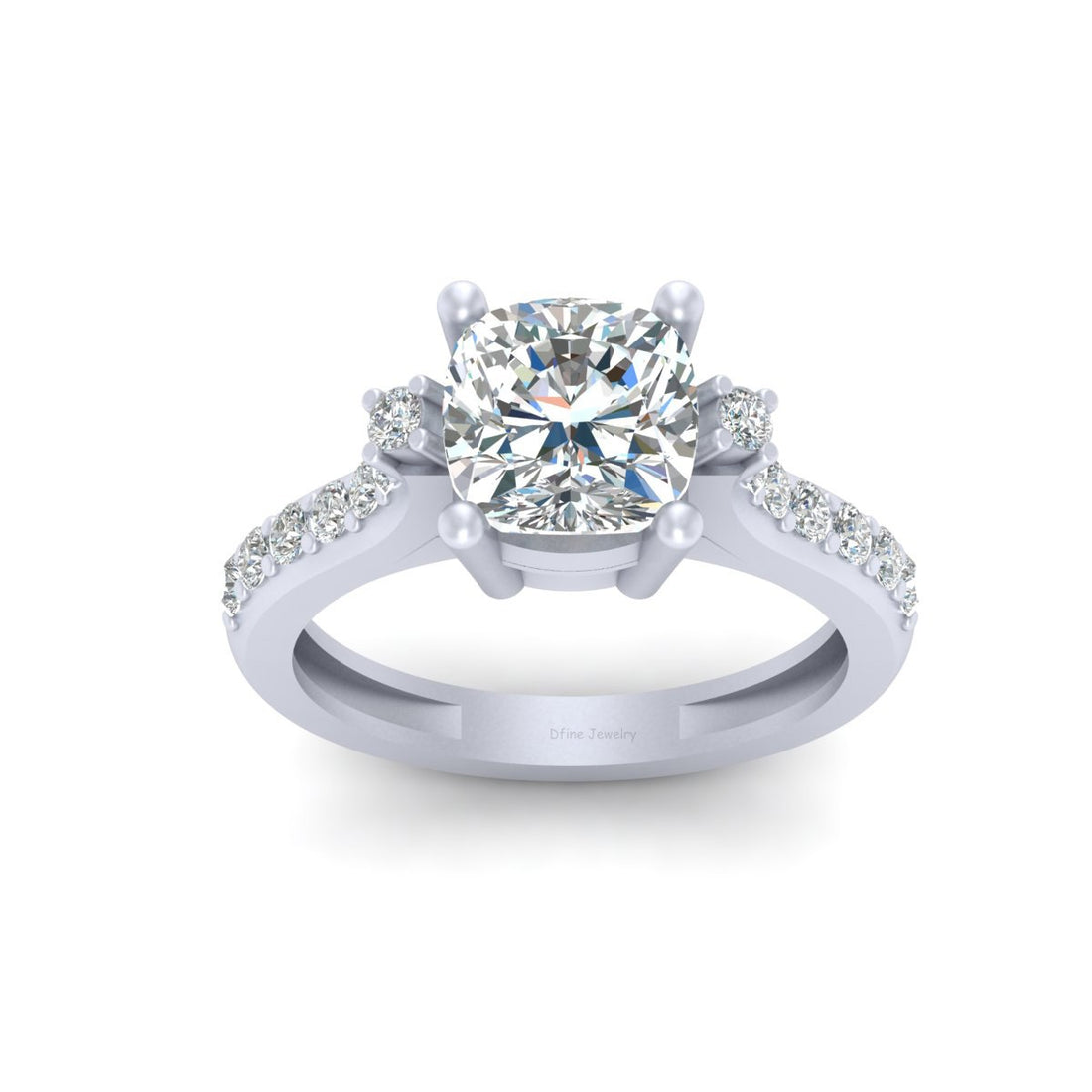 CUSHION CUT DIAMOND WEDDING RING