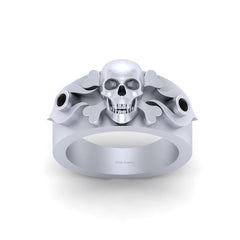 Pirate Skull Wedding Ring Gothic Skull and Crossbones White Gold
