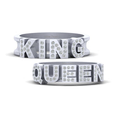 King and Queen Diamond Wedding Bands His and Her Couple Set