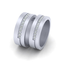 Diamond Matching Wedding Bands His and Her Promise Band Set