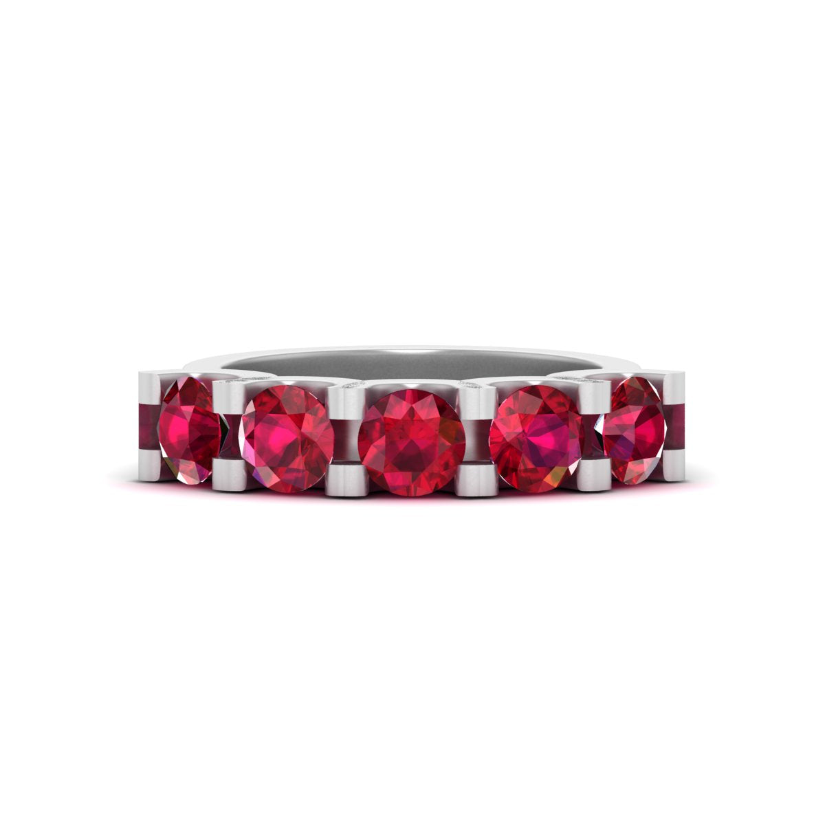 5 STONE RUBY WEDDING BAND