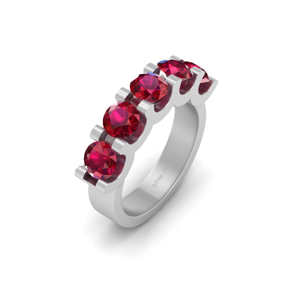 5 STONE RUBY WEDDING BAND