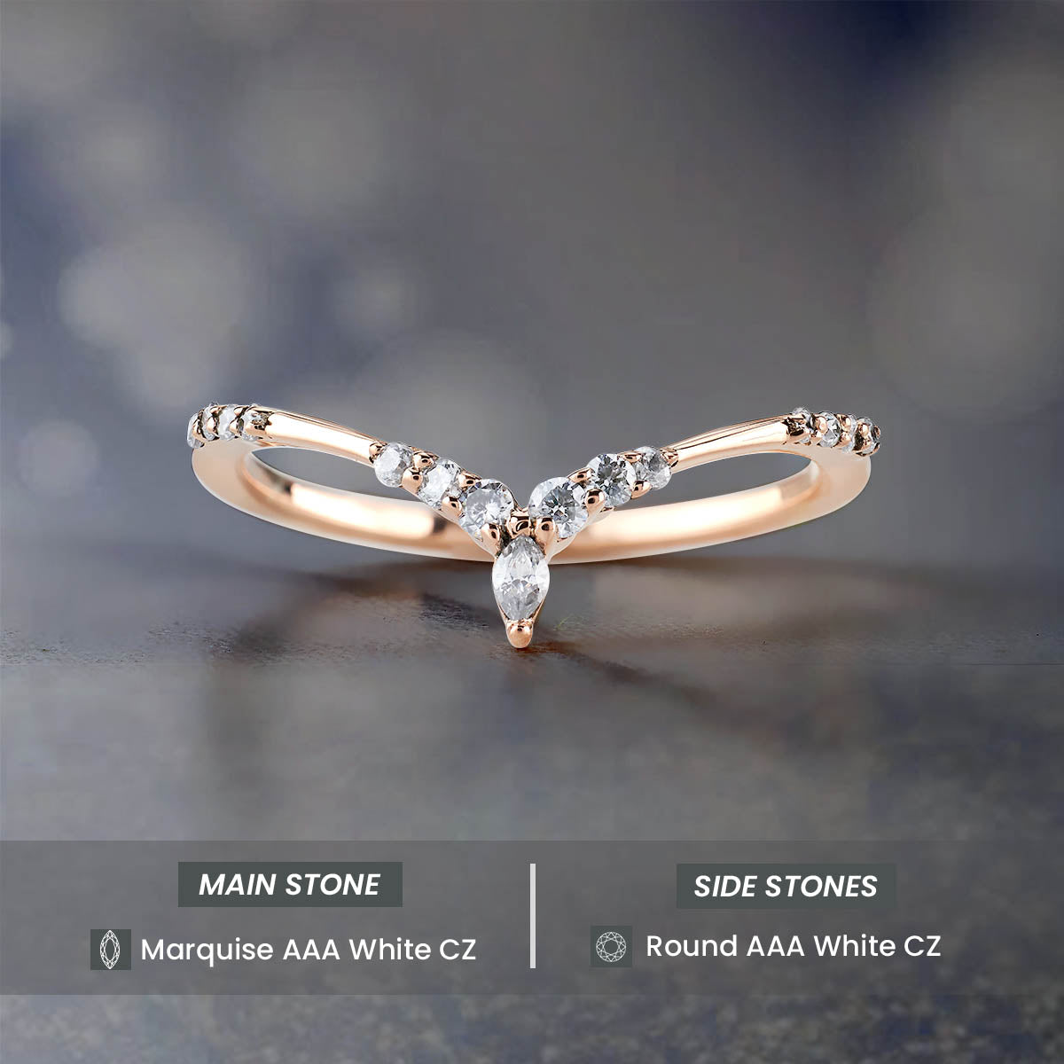 Wedding Band Ring Enhancer AAA CZ Engagement Stackable Rings 14k Rose Gold