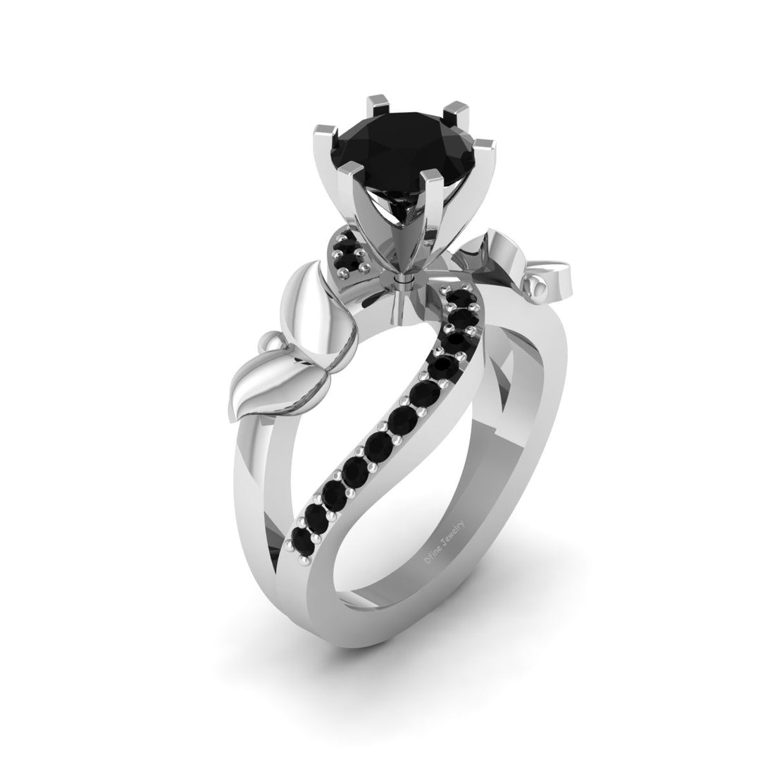1.60CTTW ONYX BUTTERFLY WEDDING RING