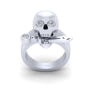 Dagger Skull Engagement Ring Gothic Skull Ring Womens Silver