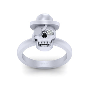 Pirate Skull Ring Womens Wearing Hat Gothic Skull Wedding Ring