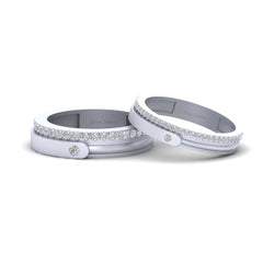 Diamond Wedding Bands His and Her Promise Band Set Silver