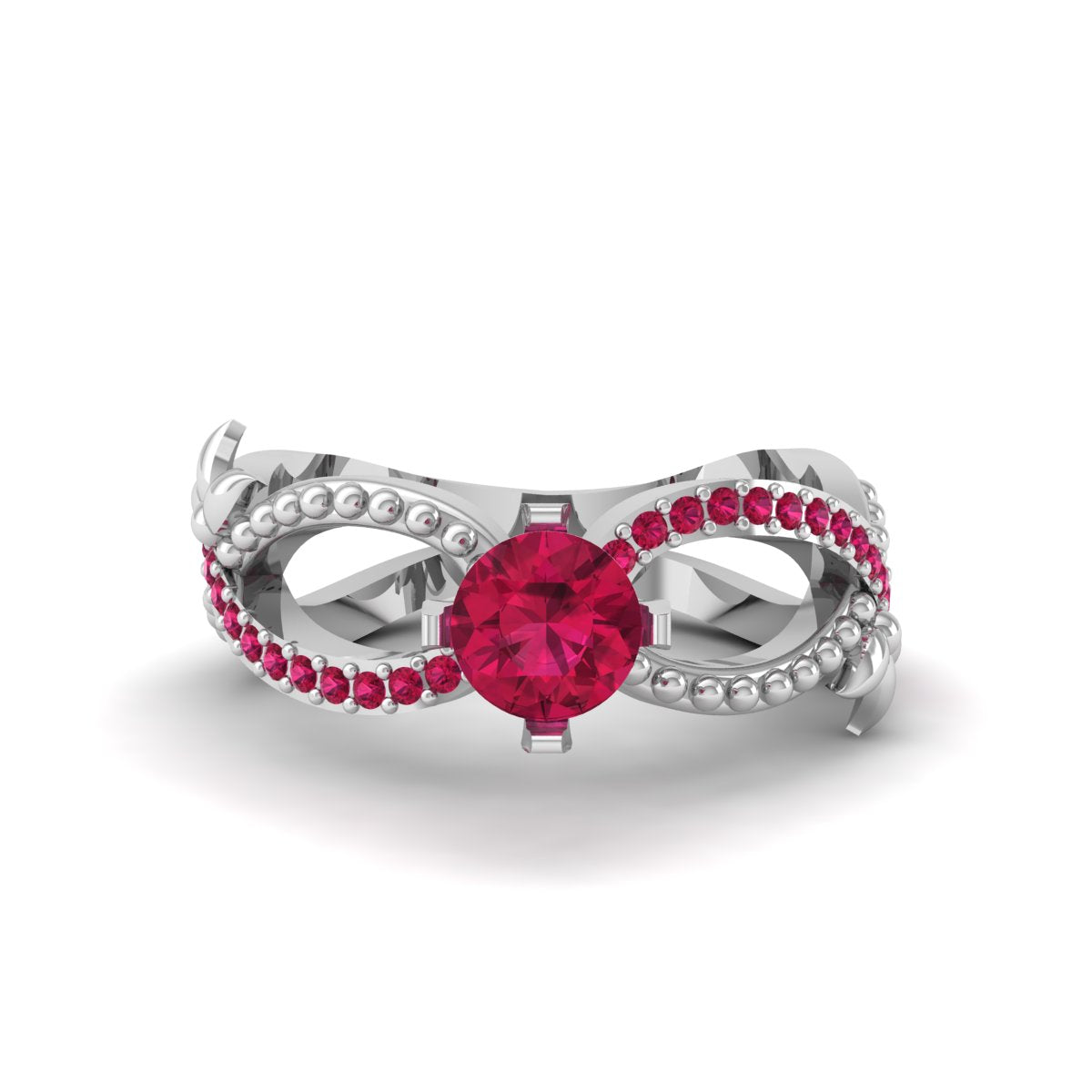 LAB CREATED 1.0CTW PINK RUBY WEDDING RING