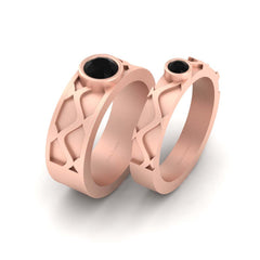 Solitaire Onyx Engagement Bands Rose Gold His Her Promise Set
