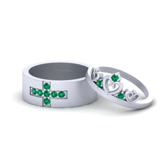 Matching King and Queen Rings His and Her Wedding Set Silver